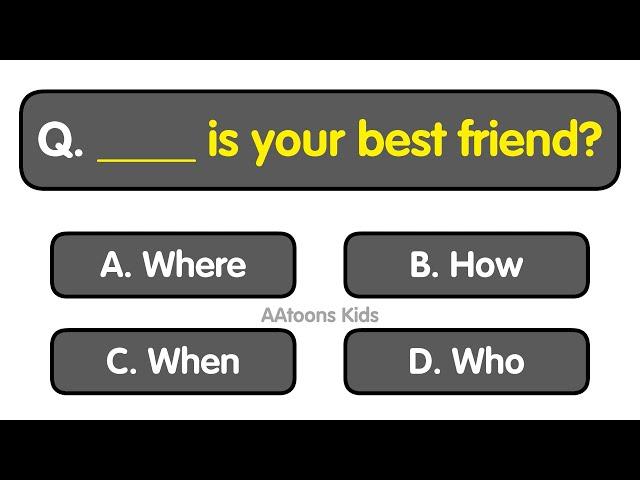 English Quiz for Kids | English Grammar Quiz for grade 3 | Question Words Quiz | Quiz Time