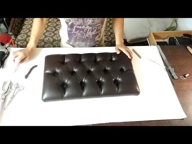 Мягкое сиденье с каретной стяжкой. (A seat for padded stool. Chesterfield. Handmade).