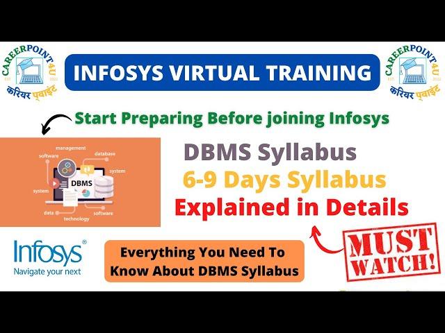 Infosys Training | DBMS Syllabus | Virtual Training | Explained in this video | Infosys 2022 March