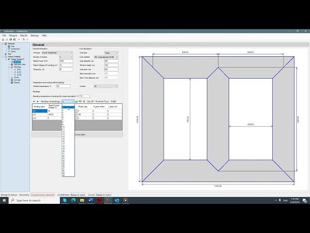 Video demonstration of geometry in Trafosolve software.