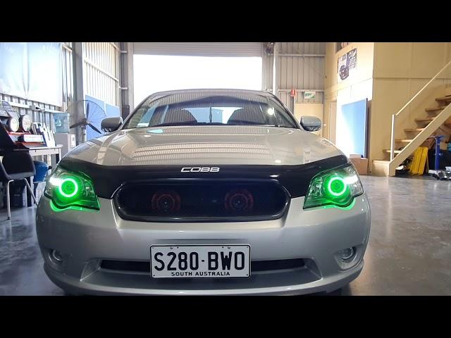 Subaru Liberty Legacy with custom RGB colour changing LED halo rings