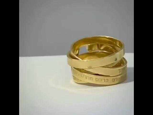 Jewish Ring With Ana BeKoach Gold Plated Design