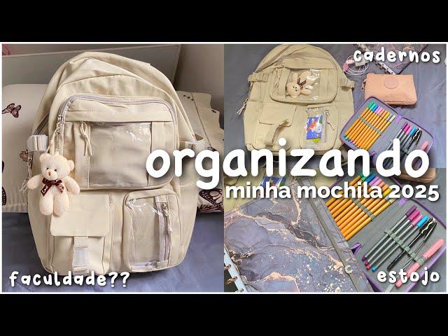 ORGANIZANDO MINHA MOCHILA 2025 *mochila, estojo, cadernos* meu material escolar 2025