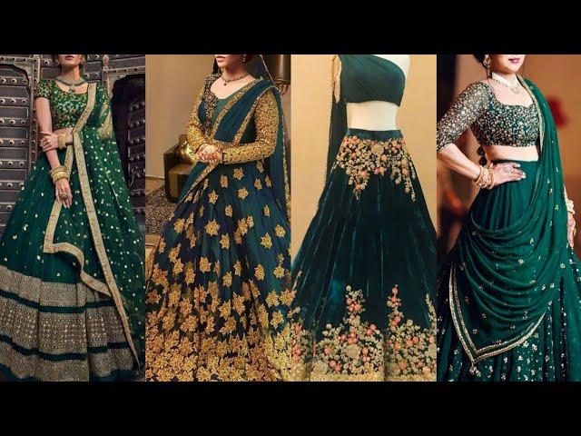 #Dark Green Color Designer lehenga choli design 2020 ll bottle green most beautiful lehenga ideas