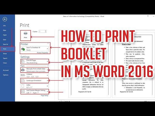 how to print a booklet in ms word 2016 step by step tutorial