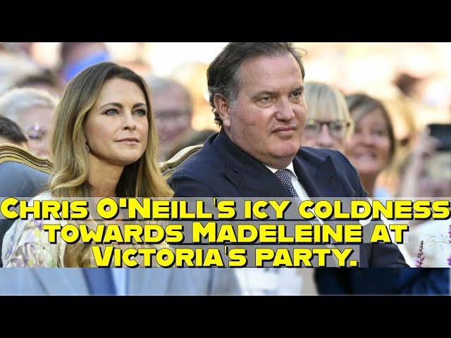 Chris O'Neill's icy coldness towards Madeleine at Victoria's party.
