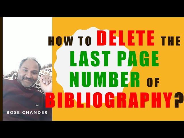 Remove Page Number from BIBLIOGRAPHY  II  Tekshare