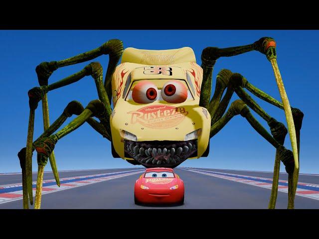 Live Epic Escape From The Lightning McQueen Spider Arachne Eater | McQueen vs McQueen Eater | GTA 5