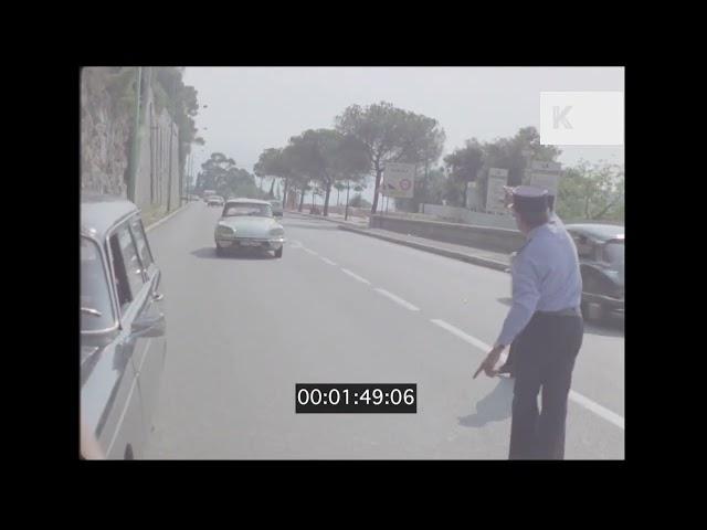 1970s France, POV Driving, Pulled Over By Police Road Block, 35mm