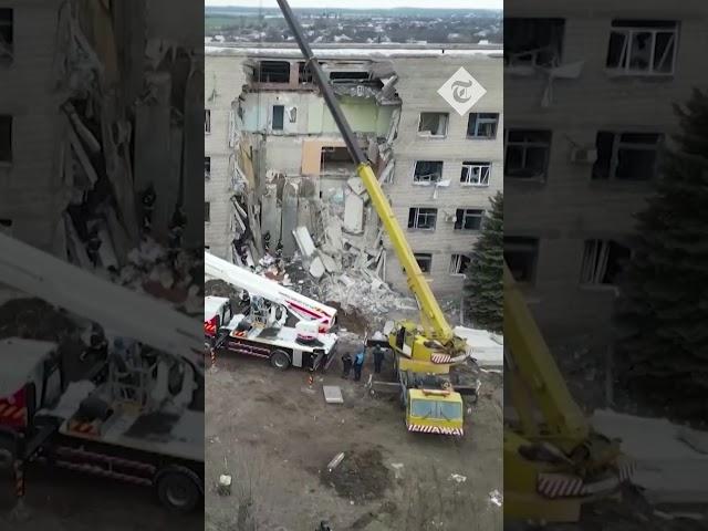 Drone shows hospital destroyed in Donetsk after overnight Russian missiles