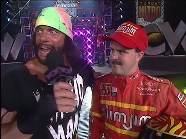 Macho Man Randy Savage & Nascar driver Jason Keller mock NWO Nascar driver Kyle Petty for crashing!