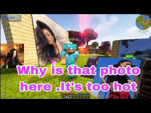 "Valkyrae's reaction on her Insta only photos in  Abe's Minecraft Server" 