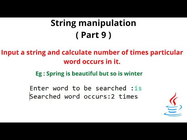 find frequency of a particular word in a sentence | Part 9 | String manipulation | Code eureka