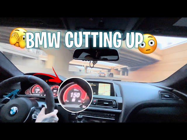 CRAZY BMW CUTTING UP IN TRAFFIC DOING TOP SPEED *WHITELINE*