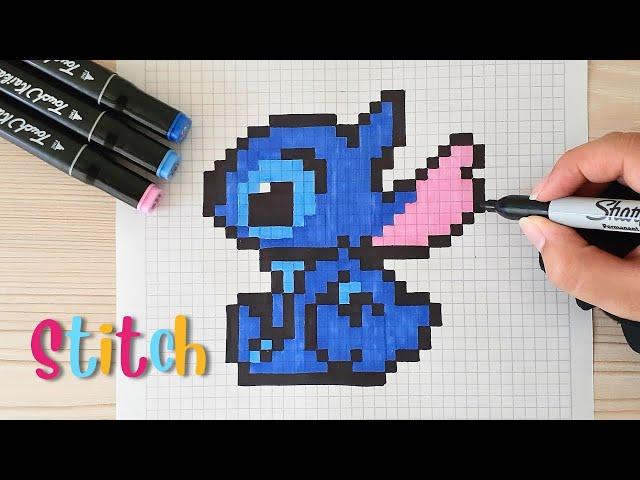 Como dibujar a STITCH en PIXEL ART – Tutorial paso a paso #stich