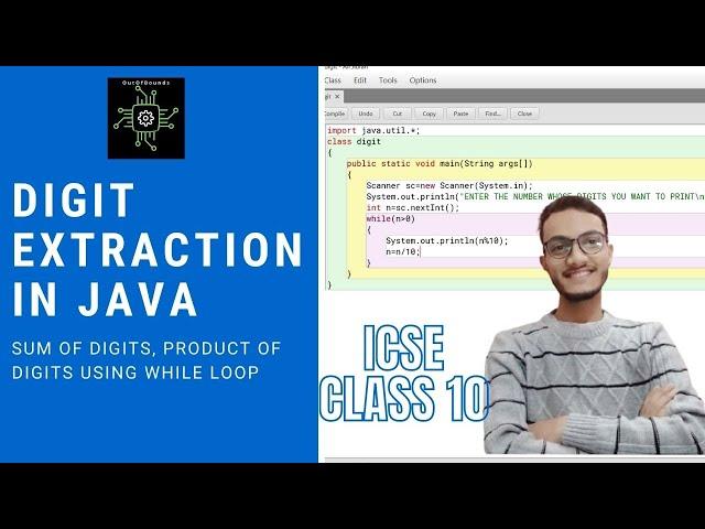 Digit extraction in java | METHOD 1 of 2 | sum of digits in java | programming video 2