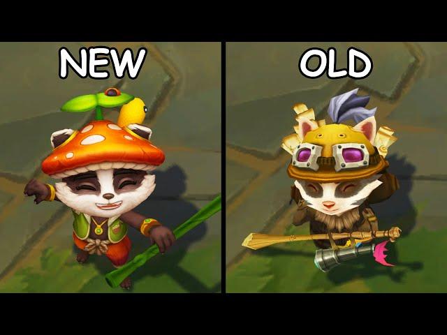 All Teemo Skins New vs Old Comparison ASU Rework 2024 (League of Legends)