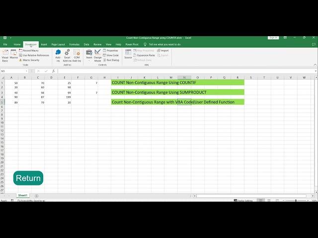 How to Count Non Contiguous Range in Excel