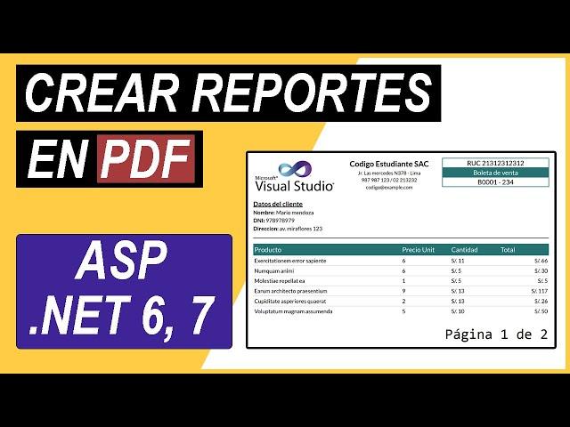 Como crear reportes PDF en C# | ASP.NET CORE 7 