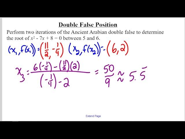 Determining Roots with Double False Position Solutions