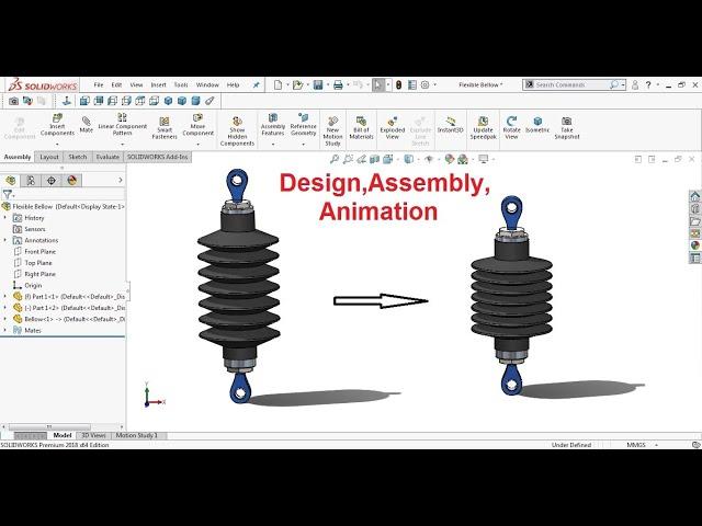 Solidworks Tutorial: Flexible Bellow Design Assembly and Animation