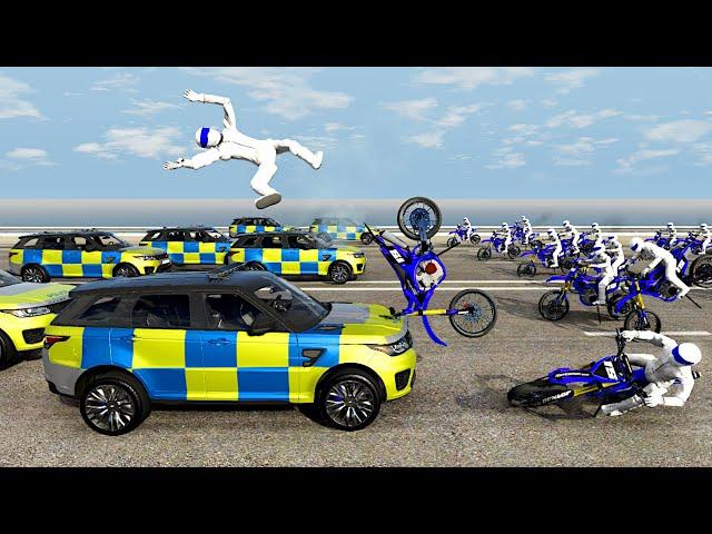 Tactical Police AI takedowns of fleeing Bikers