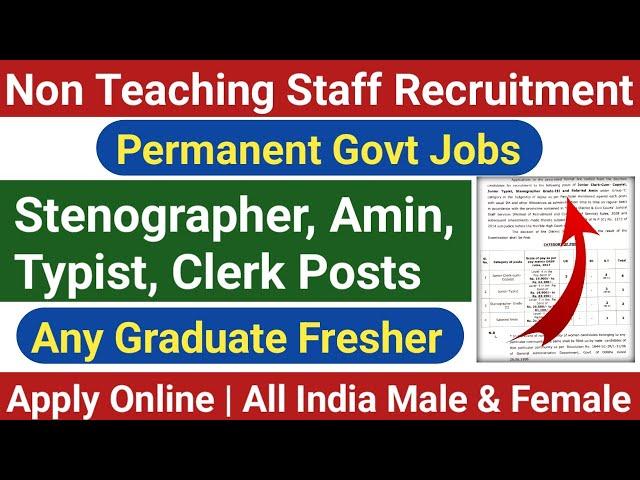 Any Graduate Non Teaching Staff Recruitment 2024 | Permanent Govt Jobs| Apply Now