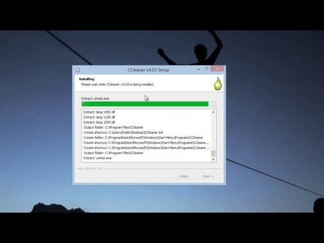 Installation of CCleaner v4.03 in Windows 8