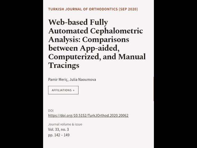 Web-based Fully Automated Cephalometric Analysis: Comparisons between App-aided, Comp... | RTCL.TV