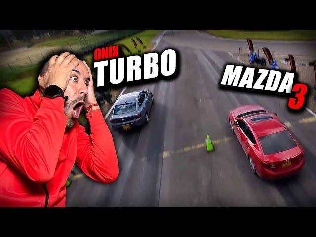 ONIX TURBO  MAZDA 3  Drag Race cuarto de milla #fullcars #batallas