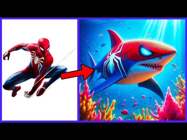 AVENGERS But SHARK  SUPERHEROESAll Characters (marvel & DC) 2024