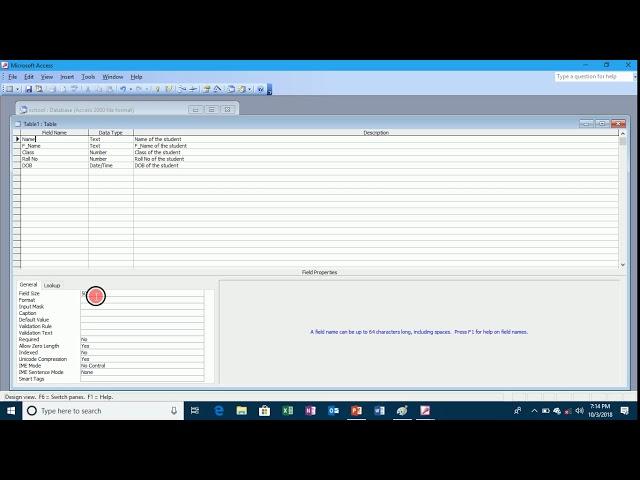 MS-Access 2003 Table Part 1