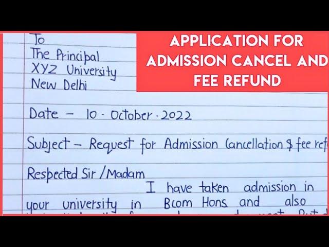 Application for admission cancellation and fee refund#application #applicationforadmissioncancel