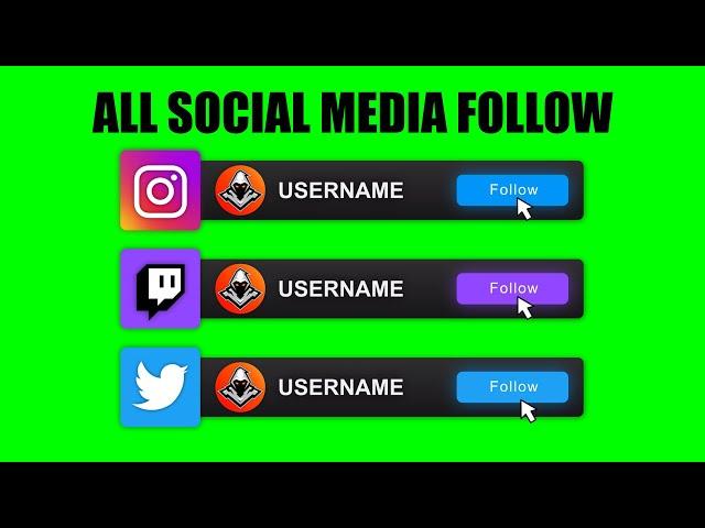 Social Media Lower Third Animation For Your Videos - GREEN SCREEN