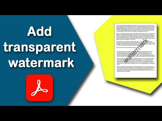 How to add transparent watermark in pdf document using Adobe Acrobat Pro DC
