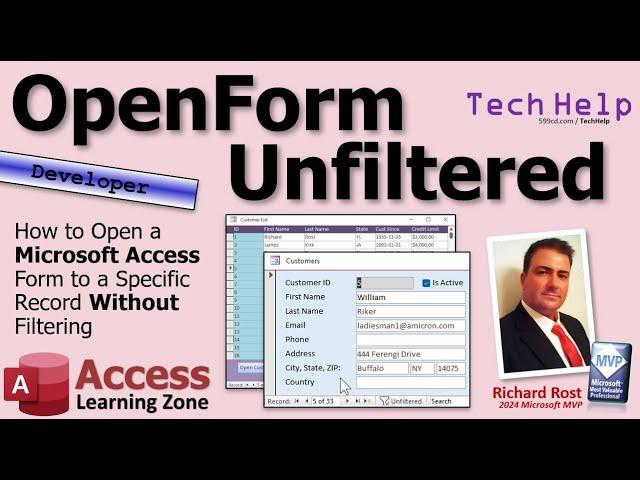 How to Open a Microsoft Access Form to a Specific Record Without Filtering