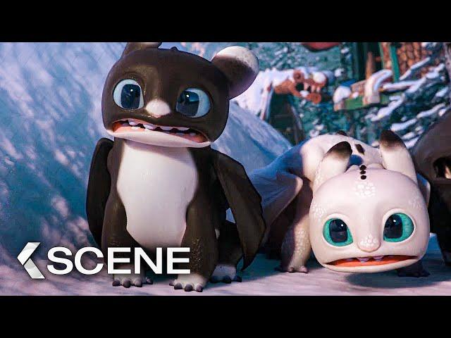 Toothless and his Kids visit New Berk Scene - HOW TO TRAIN YOUR DRAGON: Homecoming (2019)