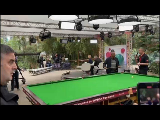 Snooker World Championship 2024 Hazel Irvine and John Parrott getting ready to go live