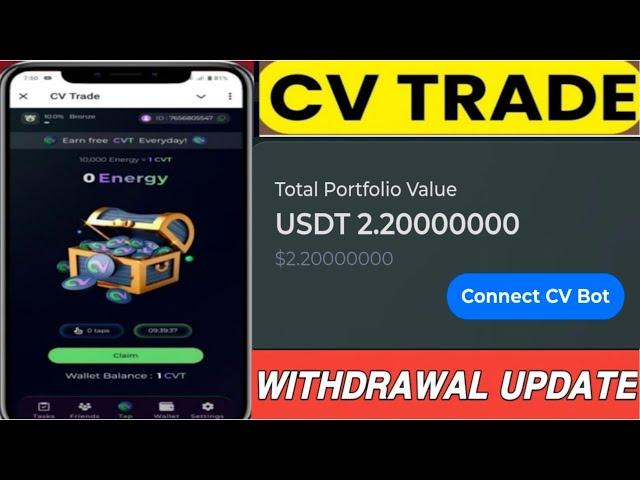 CVT token withdrawal new update|| CV trade telegram bot withdraw update #cvttoken