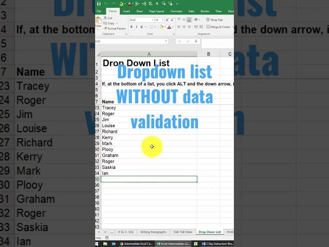 Drop-down list without data validation