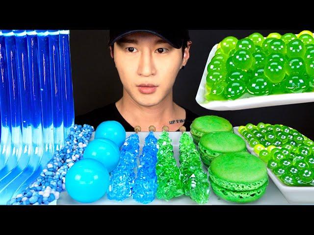 ASMR JELLY NOODLES & NERDS ROPE & PLANET GUMMY & ROCK CANDY & MACARONS & POPPING BOBA MUKBANG 먹방