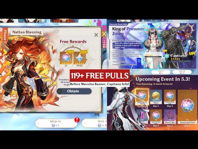 NEW UPDATE!! 119+ Pulls Before MAVUIKA Release, Columbina In 5.x Patch?, Capitano - Genshin Impact