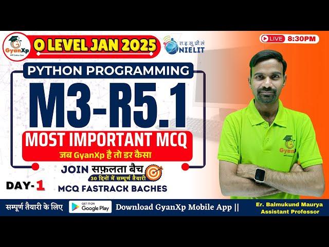 O Level Python Programming M3-R5.1 Important MCQs || O Level JAN 2025 || GyanXp