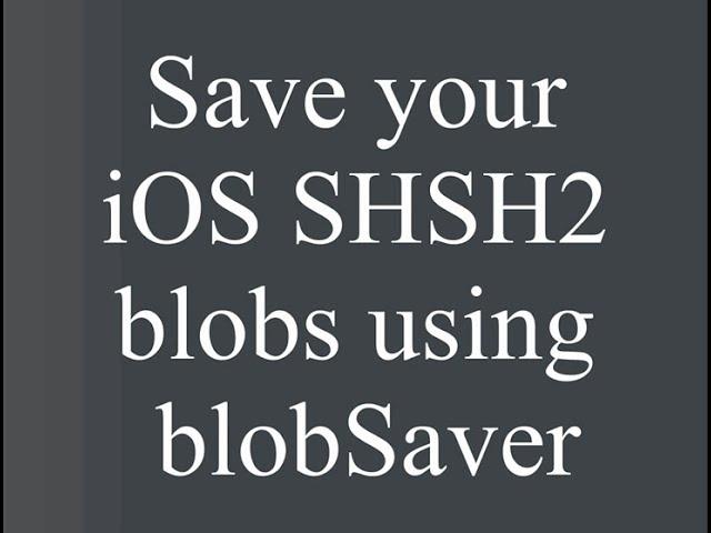 Save your iOS SHSH2 blobs using blobSaver