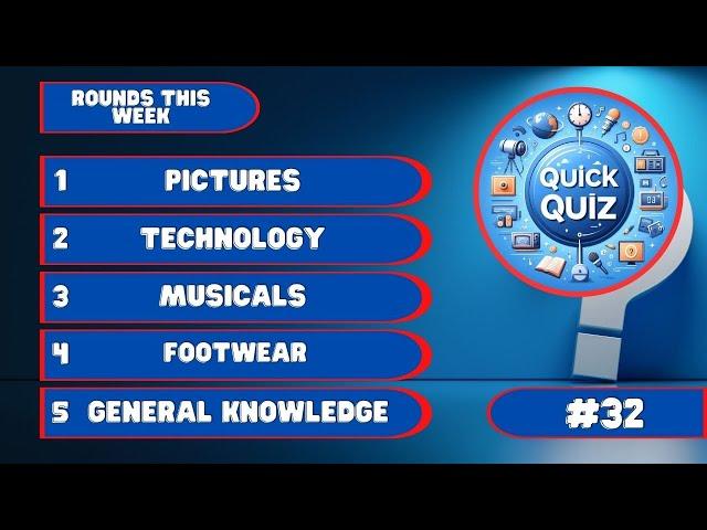 #32 Ultimate Pub Quiz: Picture, Technology, Musicals, Footwear & General Knowledge | With Answers! 