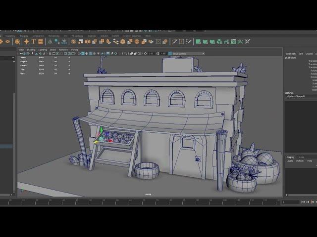 Hand Painted Stylized 3D Building - Timelapse - Maya and 3DCoat