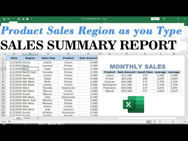 how to create a summary sheet in excel