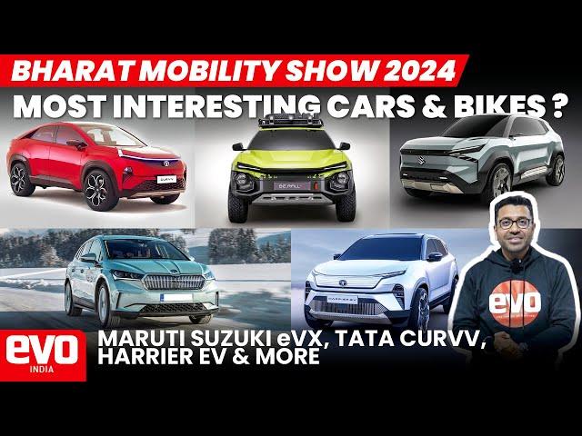 Maruti Suzuki eVX, Tata Curvv, Harrier.ev & more | Bharat Mobility Global Expo 2024 | evo India