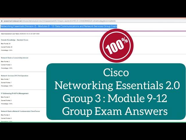 Cisco Networking Essentials 2.0 Group 3 Modules 9-12 Group Exam Answers || Networking Essentials 2.0