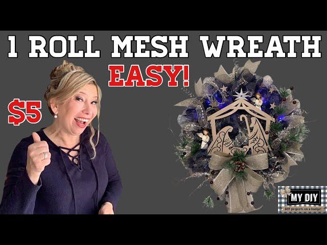 ONE ROLL MESH WREATH | HOW TO MAKE A DECO MESH WREATH | NATIVITY WREATH | SO EASY!!